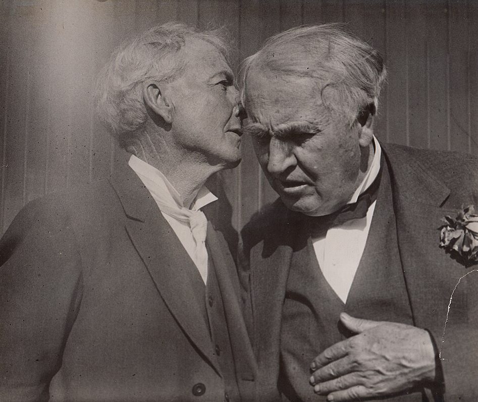 Thomas Edison and Luther Burbank in close conversation, California 1915